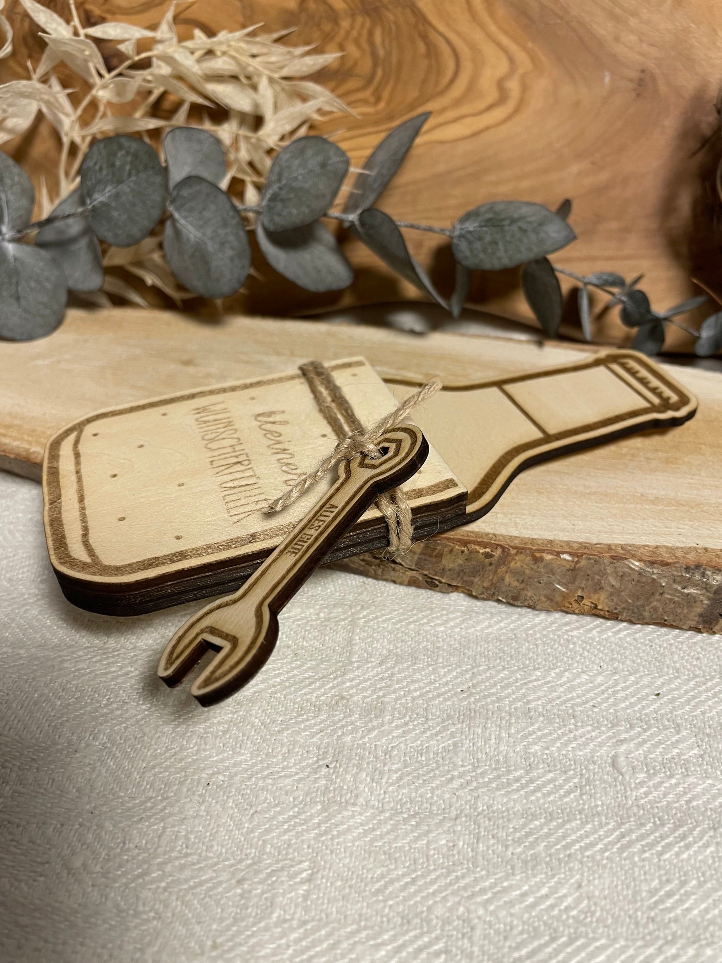 Holzkarte für Geldgeschenke, Verpackung aus Holz für Geldscheine, Bierflasche, Wunscherfüller