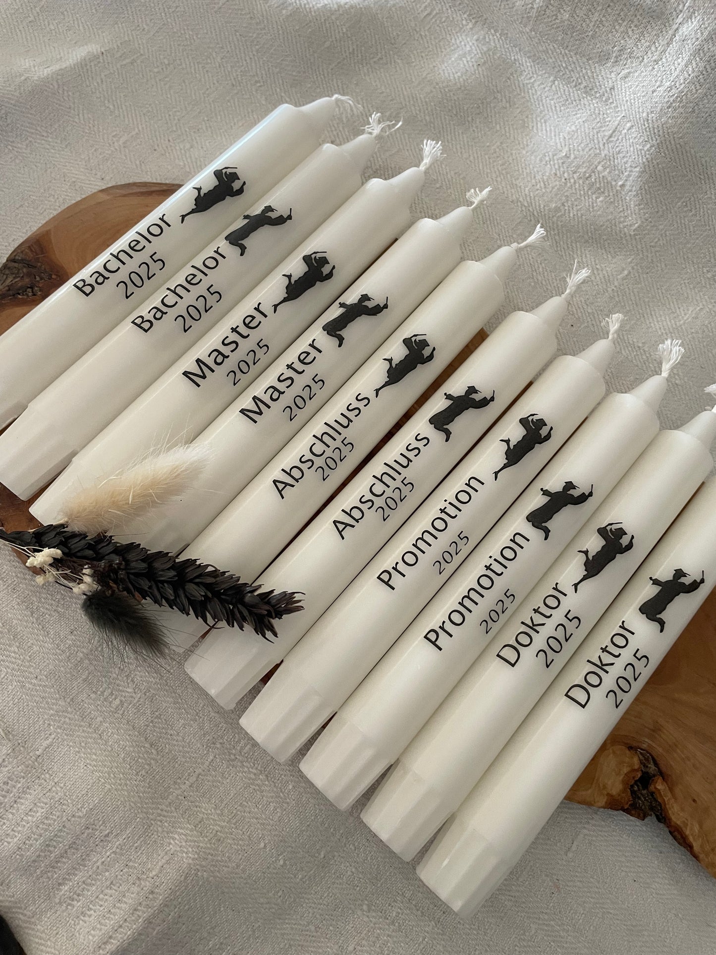 Geschenkset zum Bachelor, Master, Abschluss, Promotion oder Doktor / mit Geldröhrchen / Geldgeschenk / Kerzenbotschaft / Glückwünsche