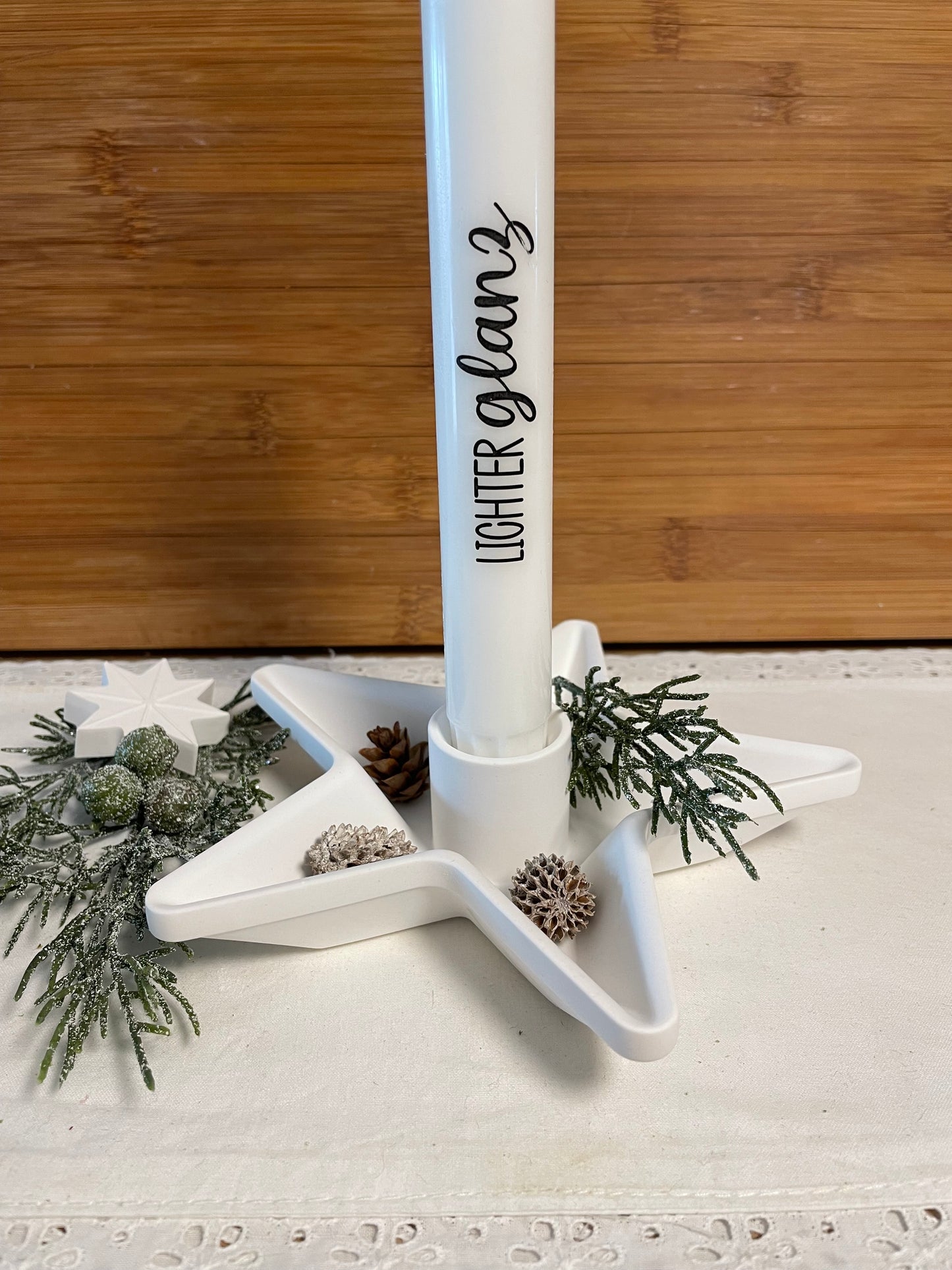 Geschenkset zu Weihnachten / Kerzenhalter Sternform / Weihnachtsgeschenk / Mitbringsel / Holzverpackung